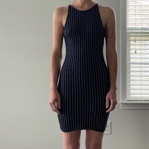 Blue striped mini dress